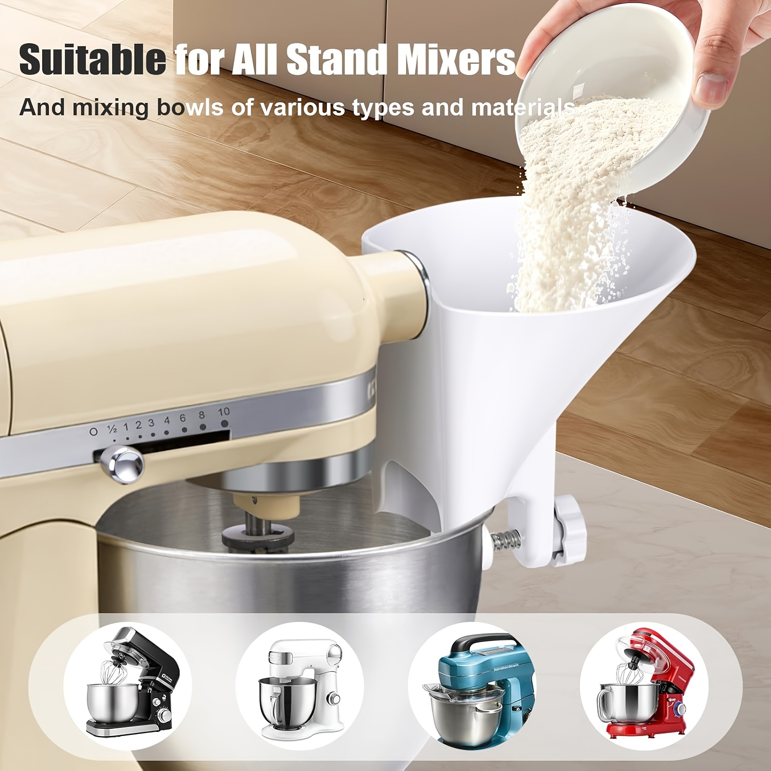 Kitchen Aid Baking Mixer - 広口小麦粉漏斗生地シュートキッチンエイドスタンドミキサー用スペアパーツケーキベーキングキッチンヘルパーアクセサリー完璧なギフトF