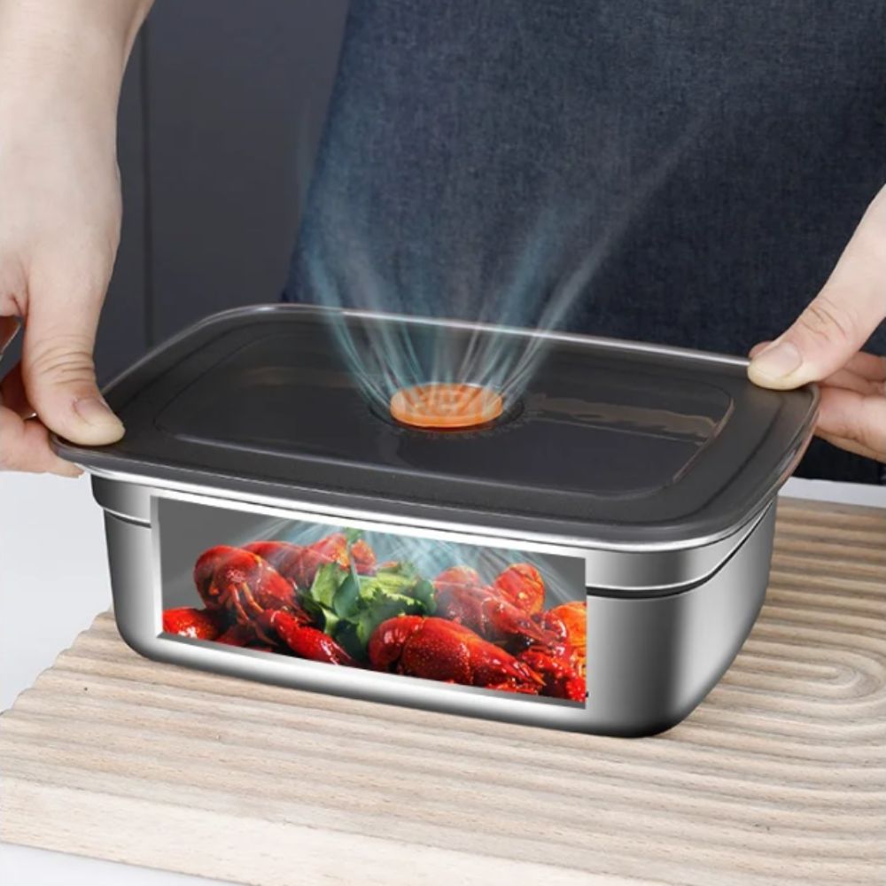 Kitchen Baking Tray Storage - ポータブルステンレス鋼保存ボックス漏れ防止冷蔵庫冷凍庫収納キッチンアクセサリー