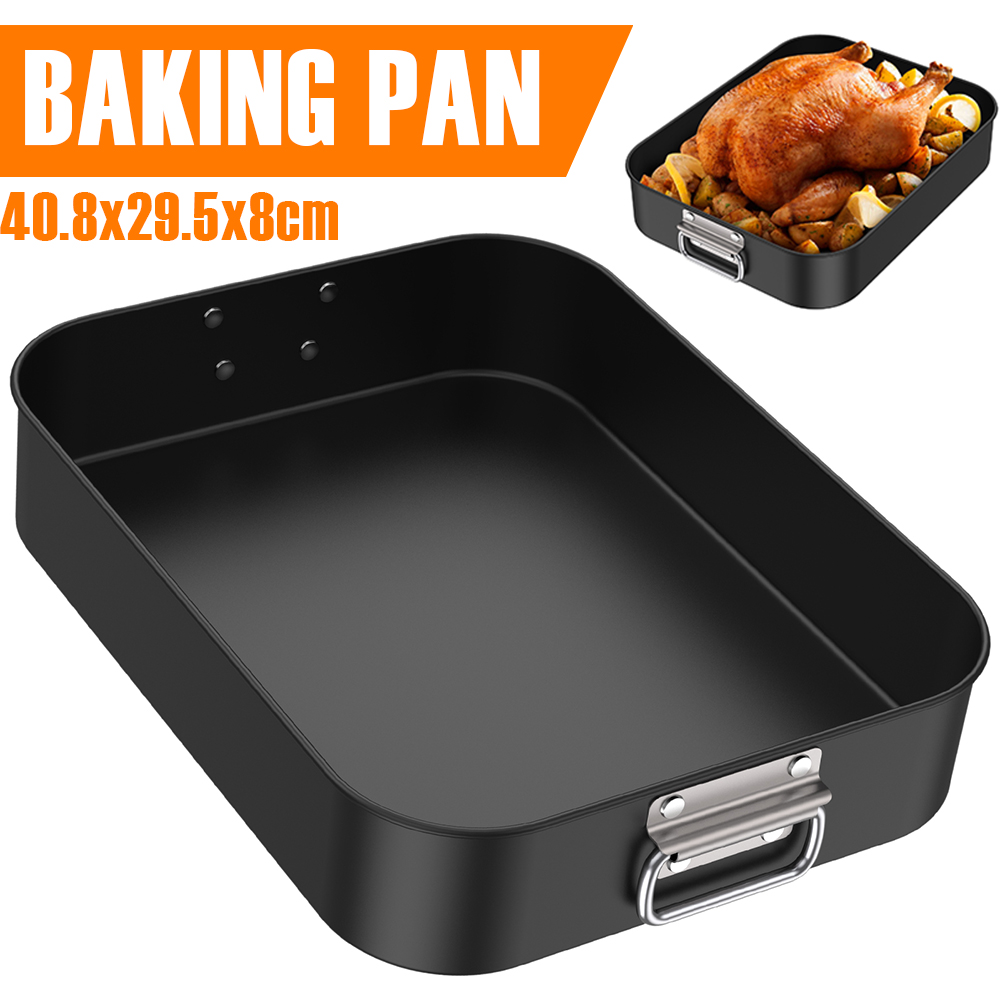 Kitchen Baking Pan Storage - ステンレス鋼ハンドル付きの深さのベーキングパン,長方形のハンドル,炭素鋼,チキン,焦げ付き防止ケーキパン,台所用品