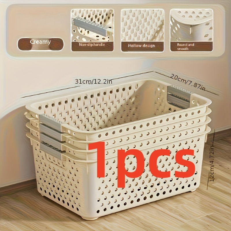 Kitchen Baking Tray Storage - 大容量のプラスチック製収納ボックスで、オープンなグリッドデザインと滑らかなエッジが特徴です。頑丈で多目的に使えるオーガナイザーで、クローゼット、キッチン、バスルーム、寝室、オフィスに最適です。 頑丈な積み重ね可能なバスケット、棚用バスケット