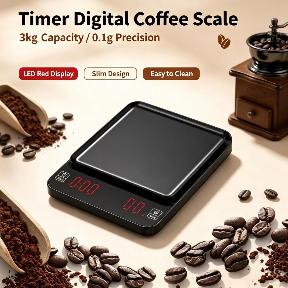 Kitchen With Baking Area - 3kg/0.1g高精度デジタルコーヒースケール、LEDポータブルキッチンスケール、ベーキングや家庭料理用電子計量器 ﻿ ﻿