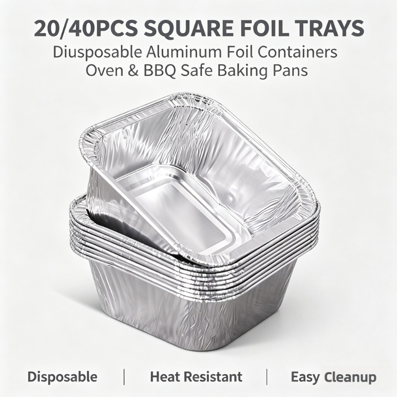 Kitchen Baking Pan Storage - 20/40個入り 使い捨てアルミホイルトレイ 食品保存容器 オーブン用ベーキングパン バーベキュー キッチン