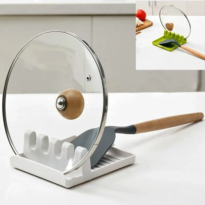 Kitchen Baking Pan Organizer - パン蓋ホルダーサポートスプーンポットカバーレストヘラスタンドキッチン便利な器具ツールアクセサリー調理器オーガナイザー