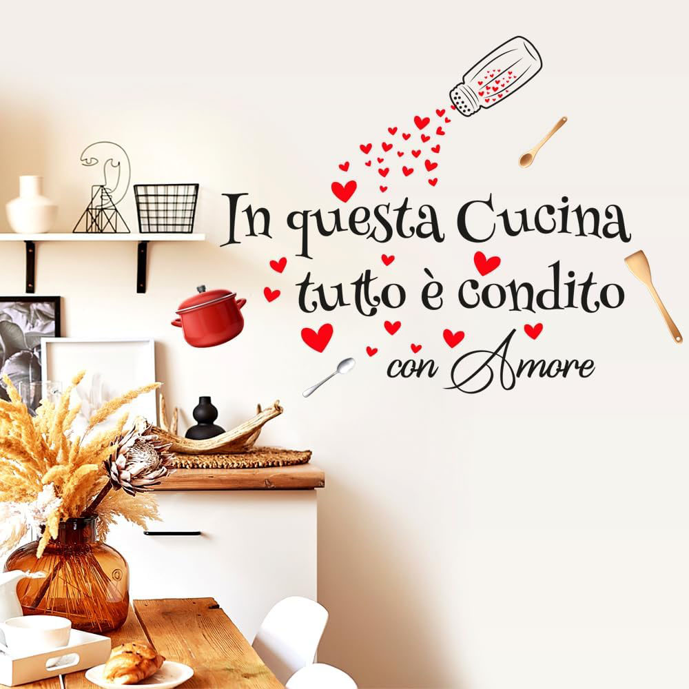 Kitchen Queen - このキッチンでイタリア語を話すすべてのものに愛を込めて ウォールステッカー キッチン レストラン キッチン 家族愛の言葉