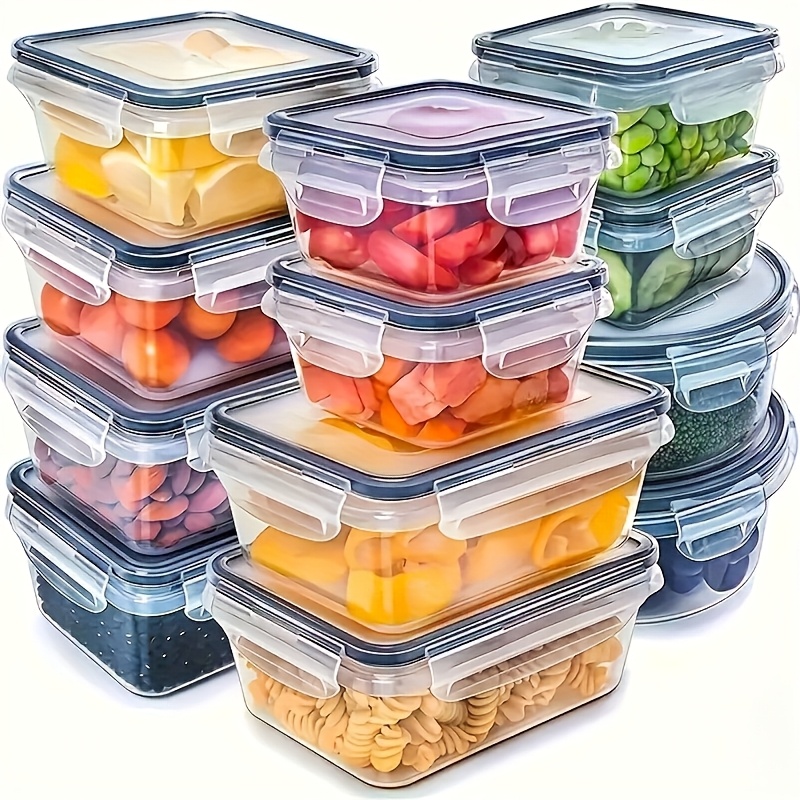 Kitchen Baking Tray Storage - 8個セットには、4つの容器と4つの蓋が含まれています。気密食品保存容器、キッチン冷蔵庫オーガナイザー、果物、野菜、キャンプ用。