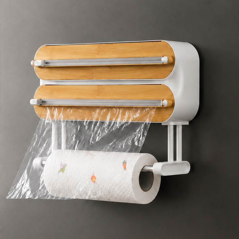 Kitchen Baking Tray Storage - 磁気式食品ラップディスペンサーカッター、ラップフィルムホイルオーガナイザー、壁掛け冷蔵庫キッチン収納ホルダーボックス、キッチンツール