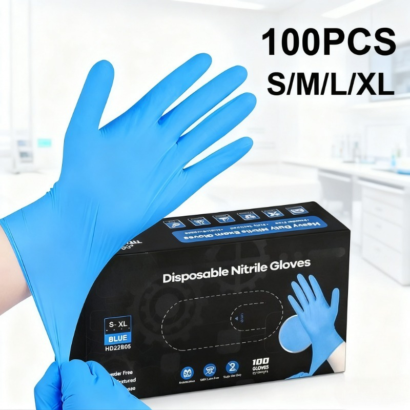 Kitchen Job - 10-100 個ブルーニトリル手袋使い捨てクリーニング手袋キッチン食器洗い用防水ラテックスフリーパウダーフリーワークグローブ