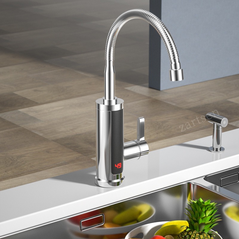 Kitchen Job - キッチン蛇口電気タップキッチンタップ瞬間湯沸かし器加熱可能 3KW 浴室キッチン回転 360 ° 液晶ディスプレイ