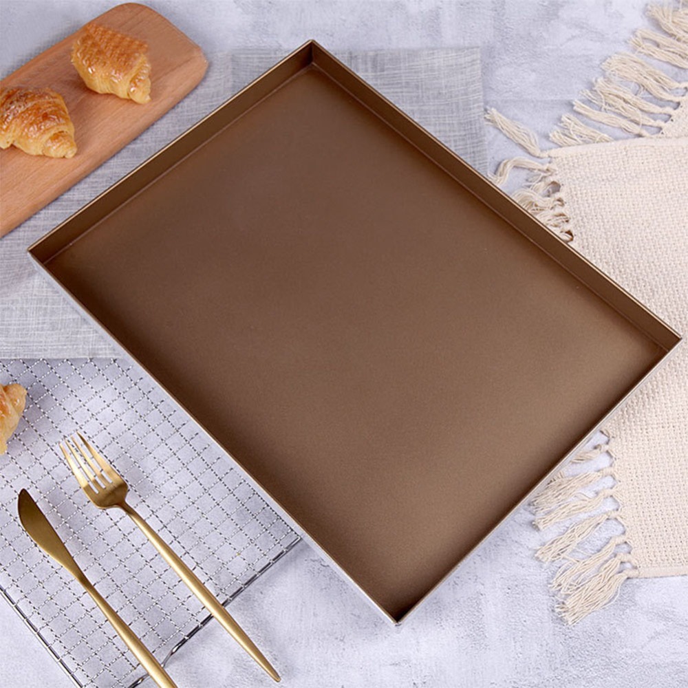 Kitchen Baking Corner - キッチン用アルミ製ベーキングシート、ノンスティック加工、角丸型クッキートレイ、平底、簡単リリース、ケーキ型、オーブン使用可能