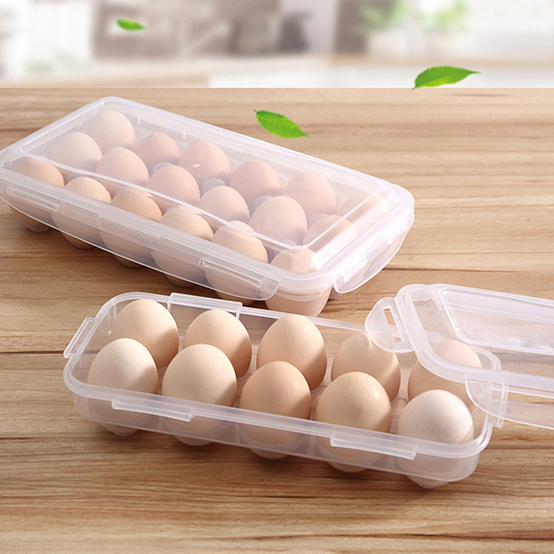 Kitchen Queen - 1/2pc 10グリッド卵収納ボックス蓋付きキッチン冷蔵庫卵コンテナ冷蔵庫卵オーガナイザートレイ耐衝撃ラック