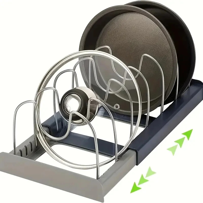 Kitchen Baking Pan Organizer - 拡張可能なステンレス鋼の収納ラックキッチンキャビネットホルダーパンポット蓋まな板乾燥調理器具ディッシュラックオーガナイザー
