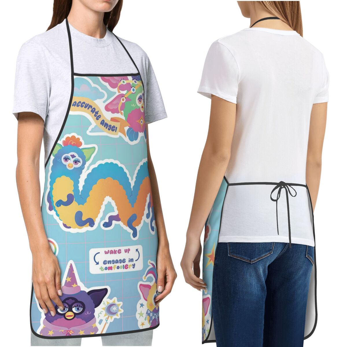 Kitchen Nightmares Baking - ナイトメアファービー漫画エプロンシェフクッキングベーキングタブリエノースリーブよだれかけキッチンクリーニングピナフォア女性男性ガーデニング用