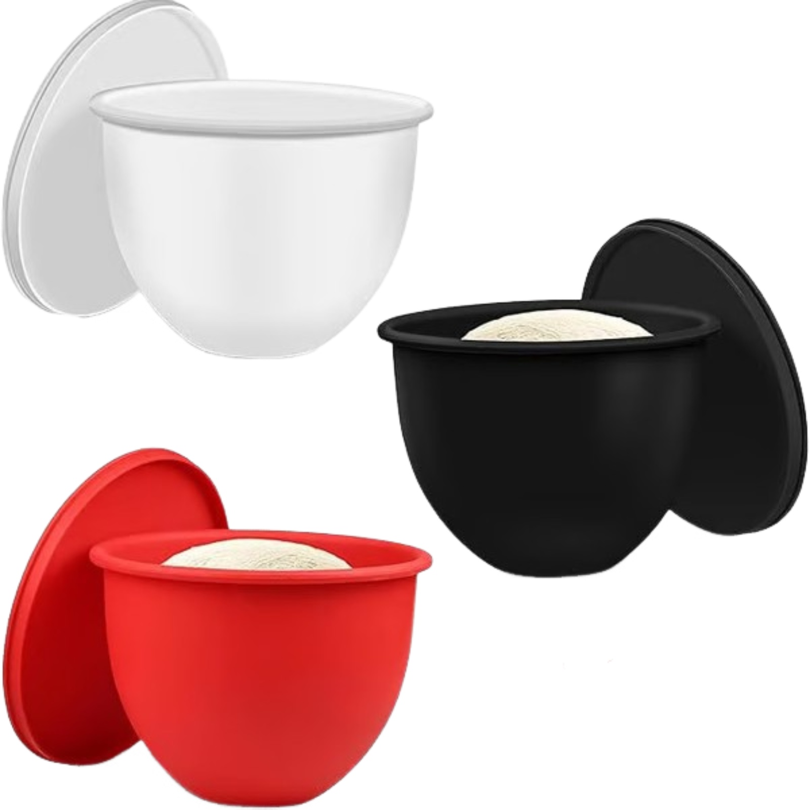 Kitchen Aid Baking Lid - キッチンエイドチルトヘッド5クォートアタッチメント用パッド、シリコンライナー3枚付き、赤黒白、蓋直径230.9mm、鍋直径226.8mm