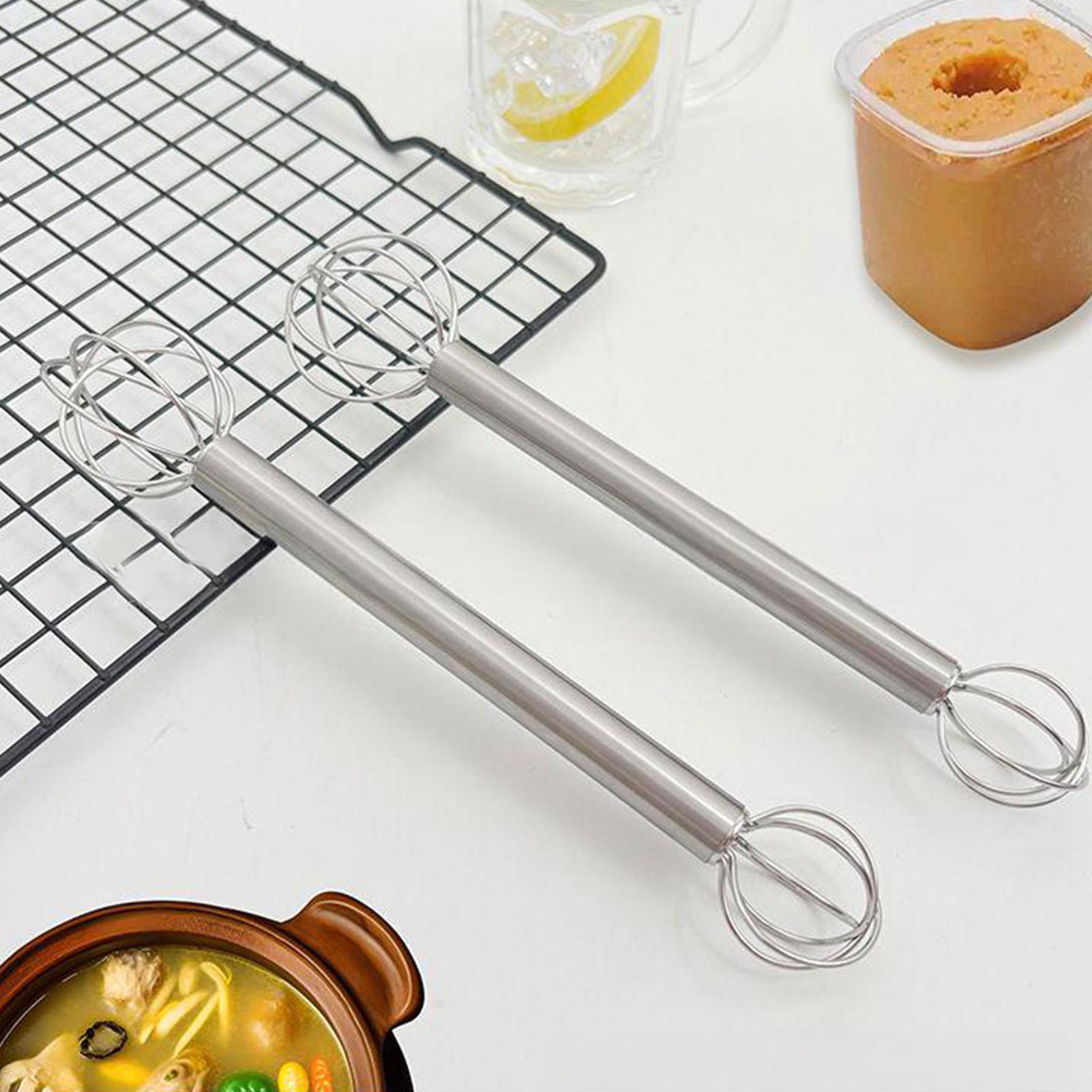 Kitchen Job - 味噌かき混ぜ棒 304 ステンレス鋼 ダブルヘッド泡立て器 手動クリーム送り器 かき混ぜスプーン