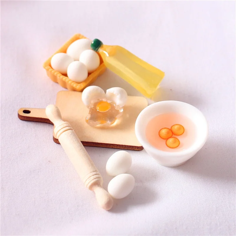Kitchen Queen - 5 ピース/セットかわいい麺棒卵ボウルオリーブオイルセットキッチンアクセサリー 1:12 ドールハウスミニチュア