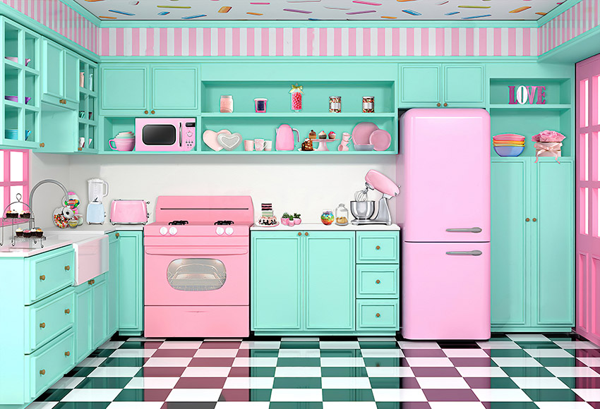 Mehofond写真の背景は老眼鏡キッチンピンクの女の子の調 - Kitchen Baking Background のレビューと価格