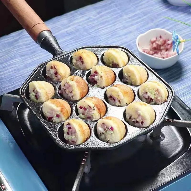 プロの誘導鋳鉄ガスストーブベーキングパン、14穴、パンケーキ - Kitchen Baking Brush のレビューと価格