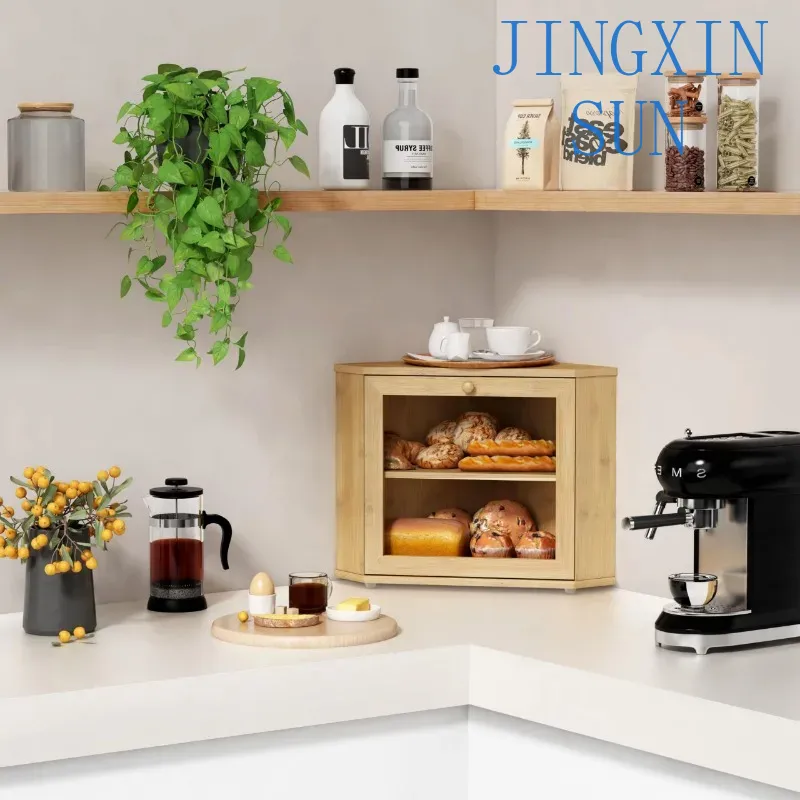 2段式竹製コーナーブレッドボックス、キッチンカウンター用、パ - Kitchen Baking Corner のレビューと価格