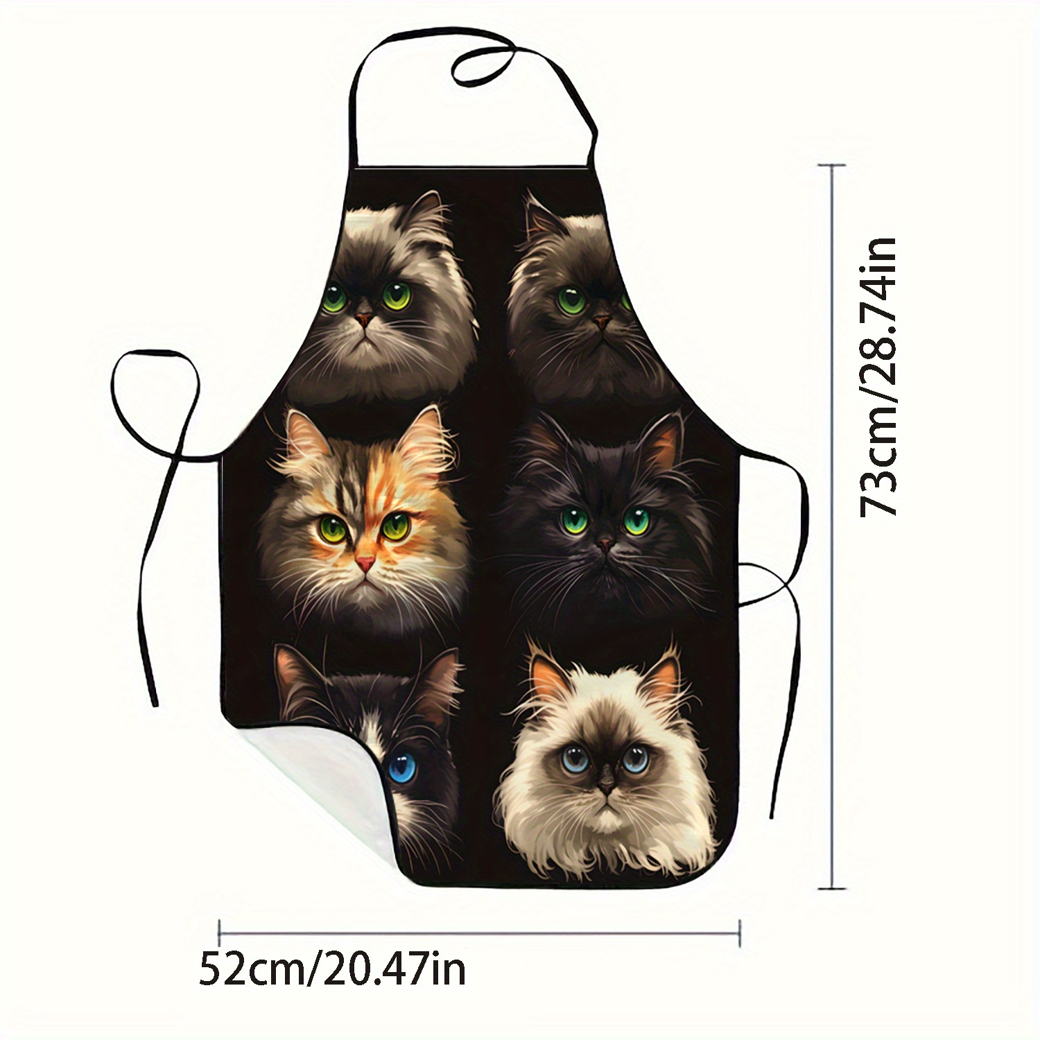 猫の顔の肖像画エプロン黒背景緑青目キッチン調理ベーキングギフ - Kitchen Baking Background のレビューと価格