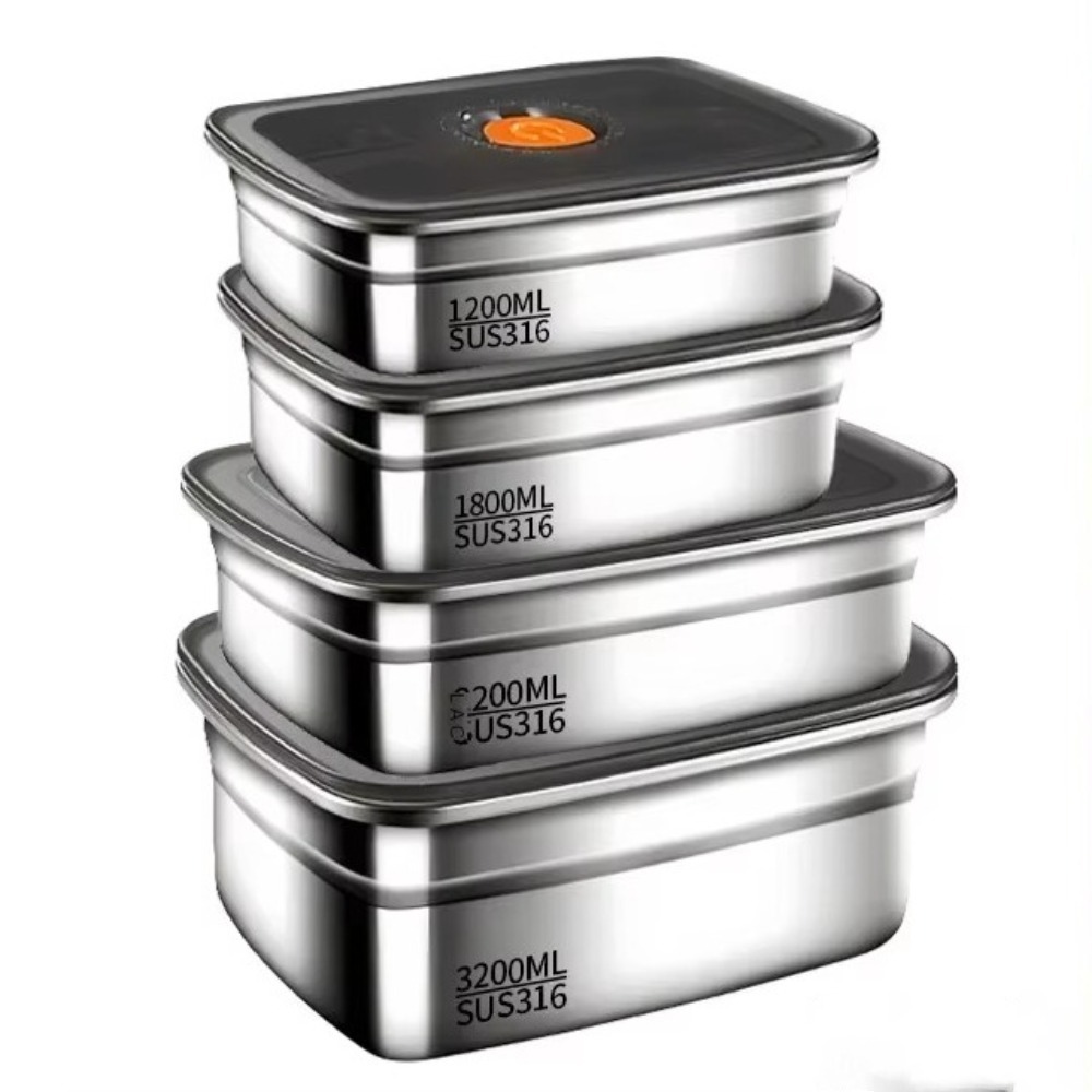 ポータブルステンレス鋼保存ボックス漏れ防止冷蔵庫冷凍庫収納キ - Kitchen Baking Tray Storage のレビューと価格