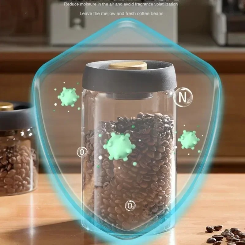 手動真空密閉コーヒージャー 高ホウケイ酸ガラス 防湿茶保存容 - Kitchen Job のレビューと価格