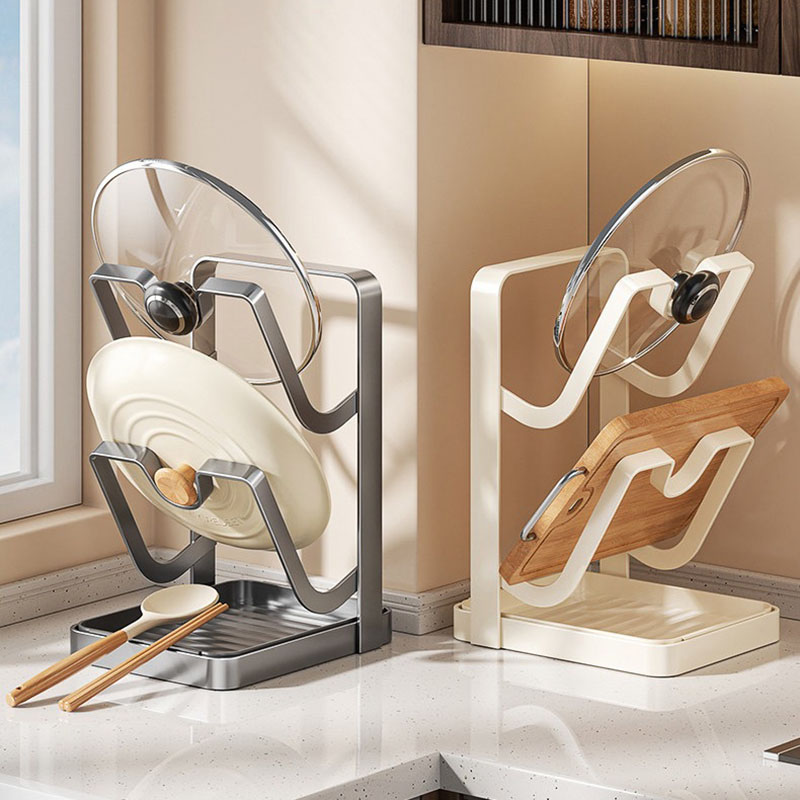 カウンタートップ用頑丈炭素鋼製鍋蓋ホルダー、多機能キッチンラ - Kitchen Baking Pan Organizer のレビューと価格
