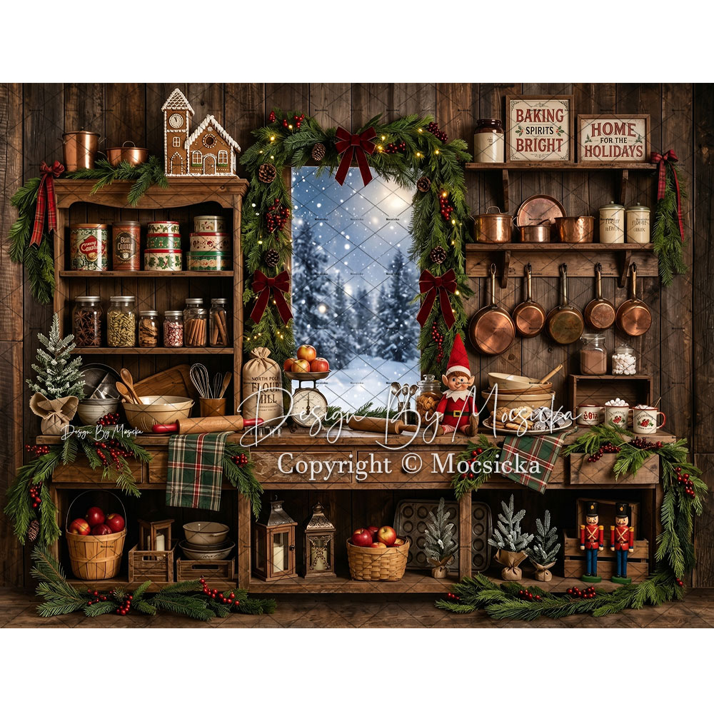 Mocsicka クリスマス素朴なキッチン背景写真撮影用ジン - Kitchen Baking Background のレビューと価格