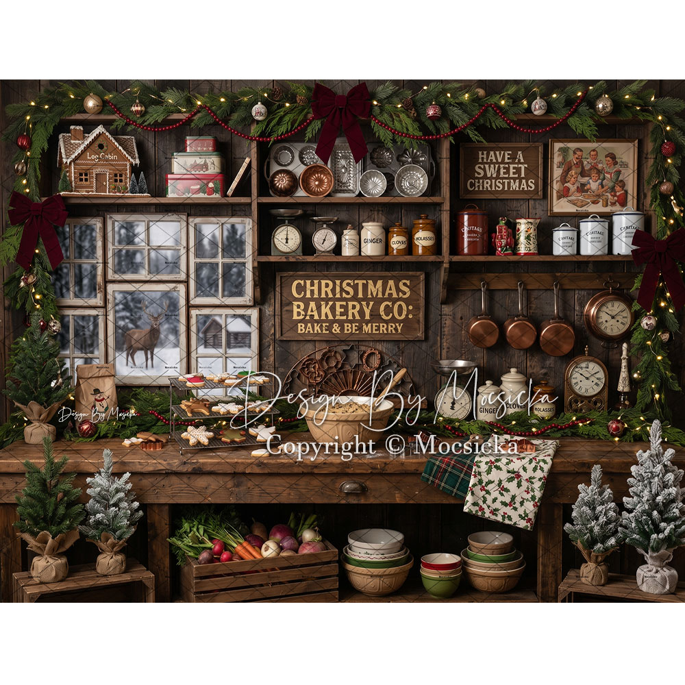 Mocsicka クリスマス素朴なキッチン背景写真撮影用ジン - Kitchen Baking Background のレビューと価格