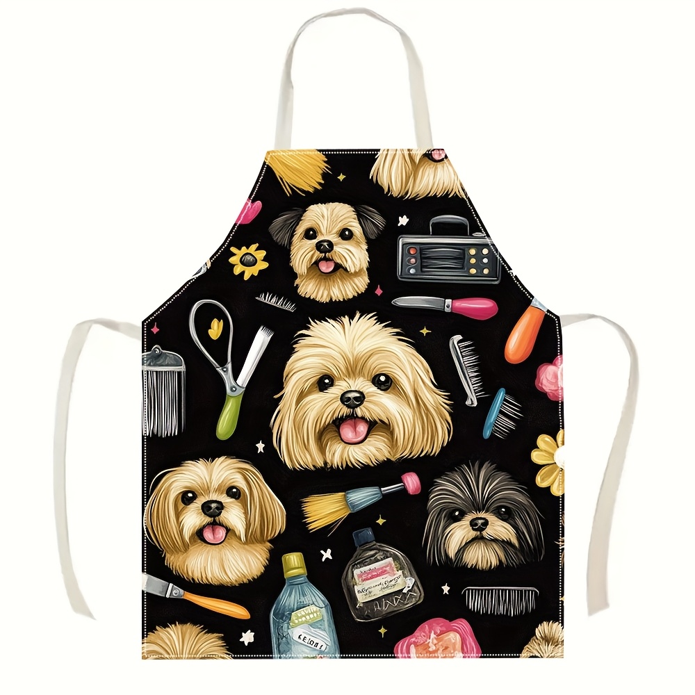 1pc 面白い犬のグルーマーエプロン かわいい子犬の顔とサロ - Kitchen Baking Background のレビューと価格