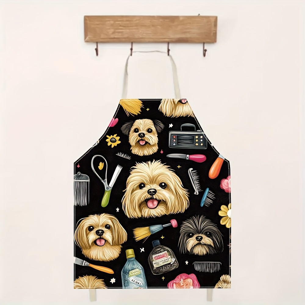 1pc 面白い犬のグルーマーエプロン かわいい子犬の顔とサロ - Kitchen Baking Background のレビューと価格