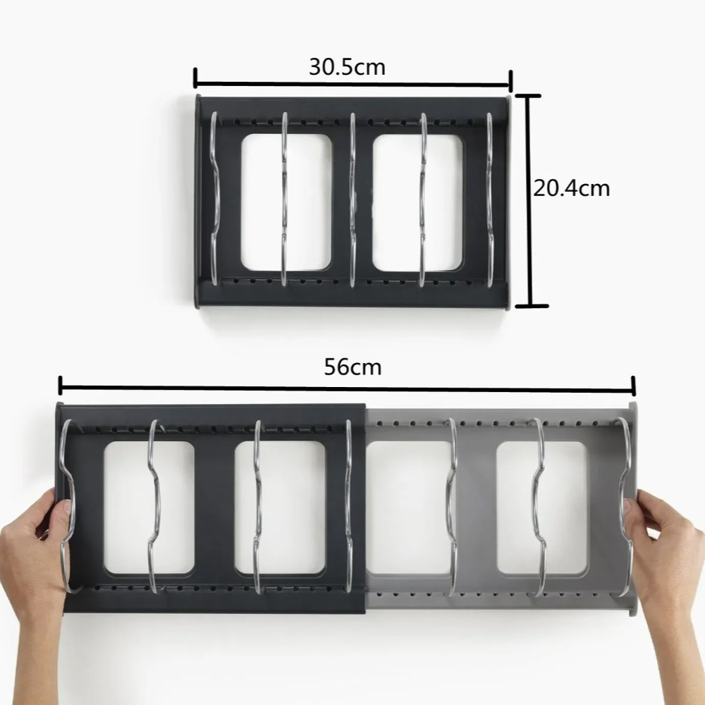 7グリッド伸縮式鍋ラック、鍋オーガナイザー、省スペースキャビ - Kitchen Baking Pan Organizer のレビューと価格