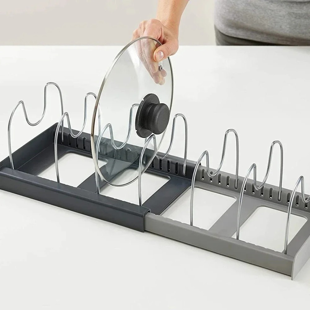 7グリッド伸縮式鍋ラック、鍋オーガナイザー、省スペースキャビ - Kitchen Baking Pan Organizer のレビューと価格
