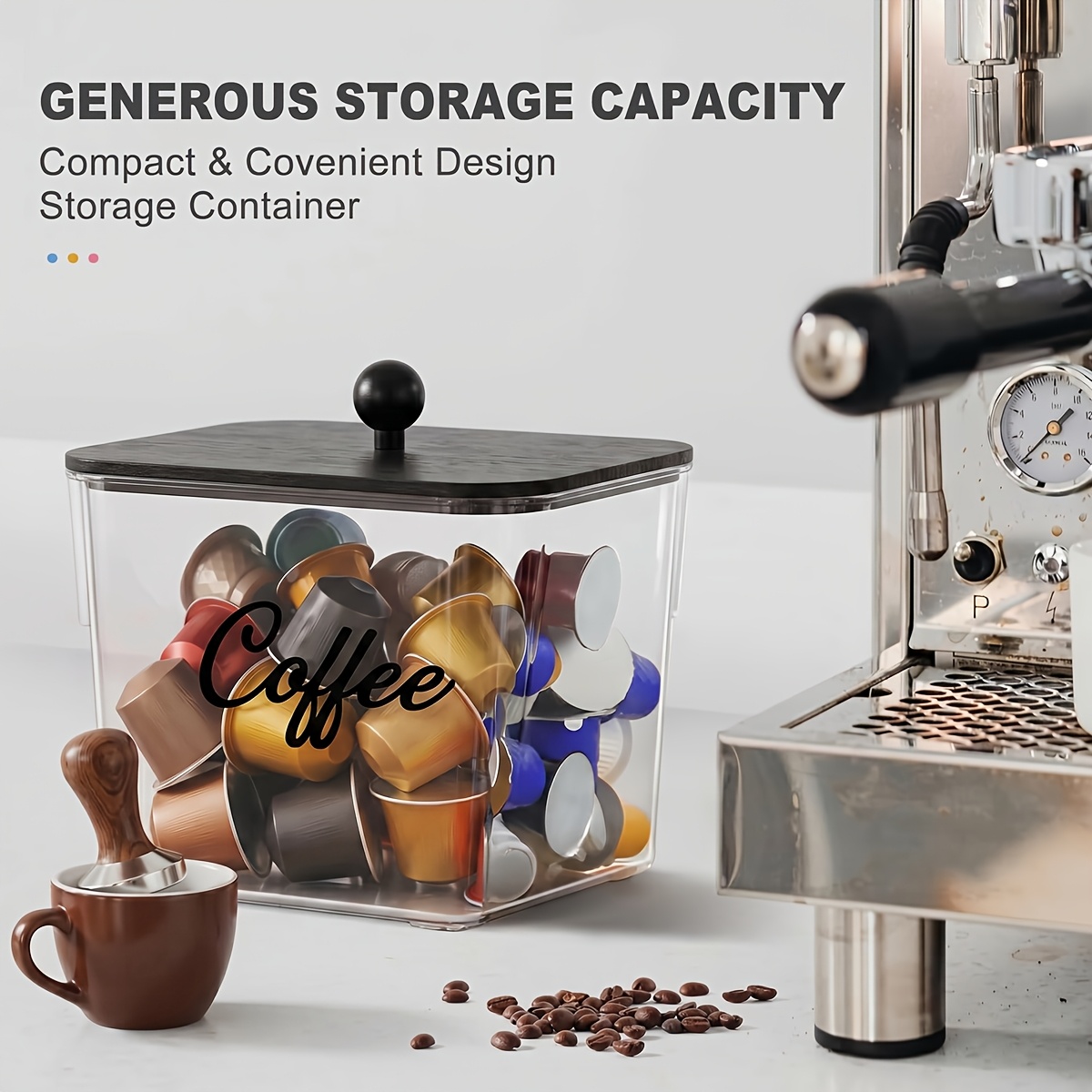 蓋付きコーヒーポッドホルダー プラスチック製収納ボックス K - Kitchen Baking Tray Storage のレビューと価格