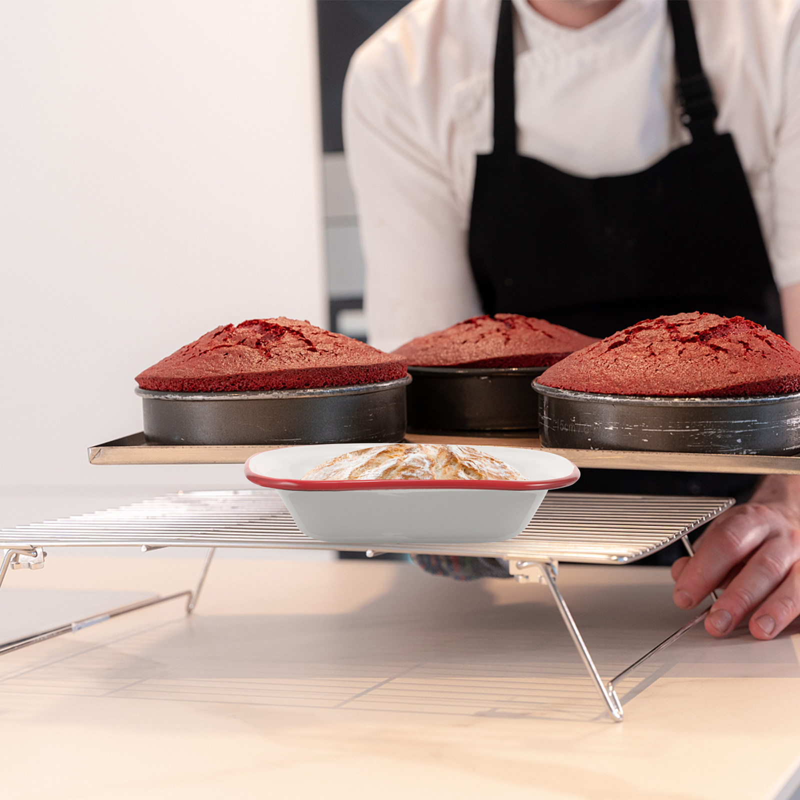 エナメル製ベーキングトレイ 長方形 耐熱性 ノンスティック  - Kitchen Baking Pan Storage のレビューと価格