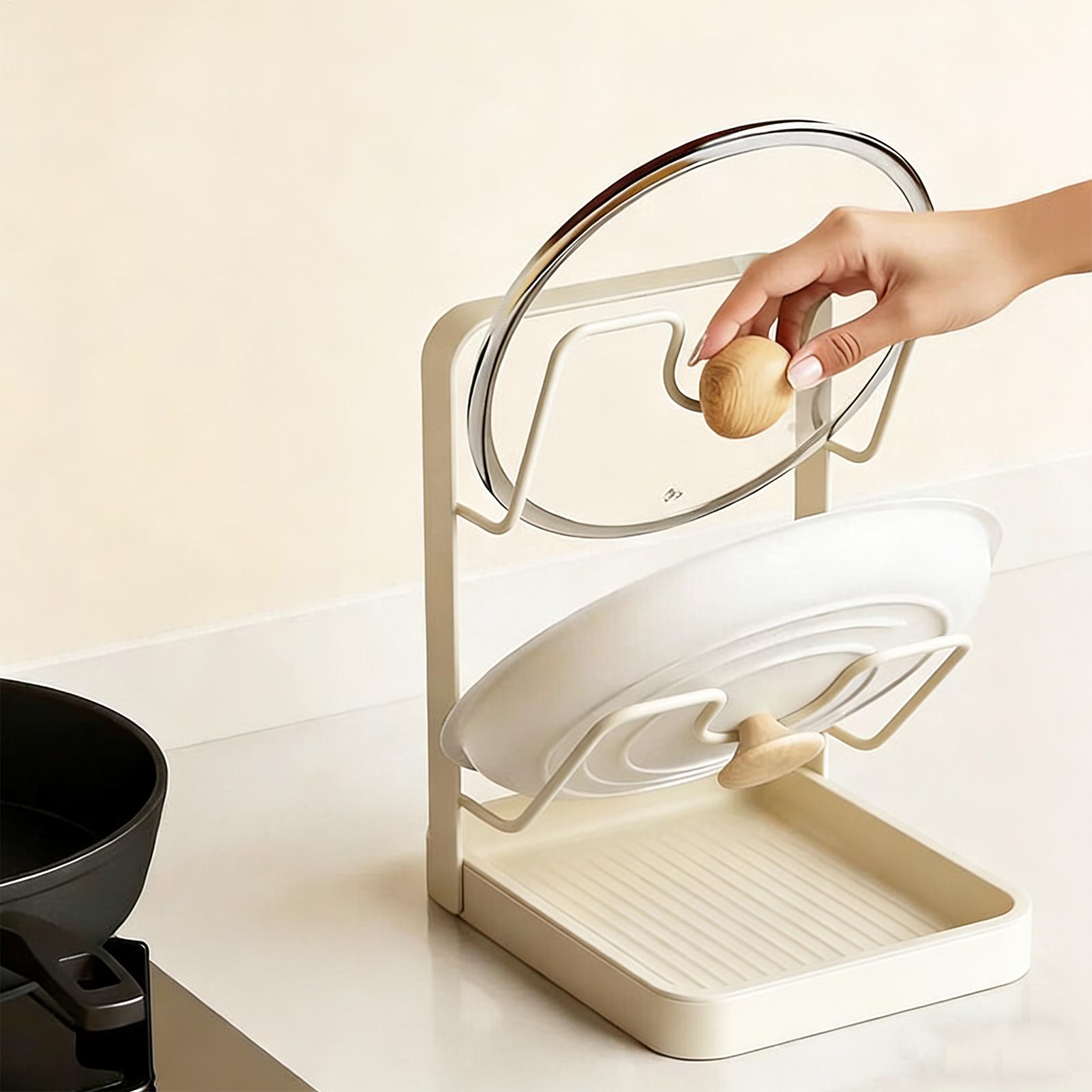 鍋蓋オーガナイザー 滑り止め キッチン収納スタンド 鍋蓋ラッ - Kitchen Baking Pan Organizer のレビューと価格