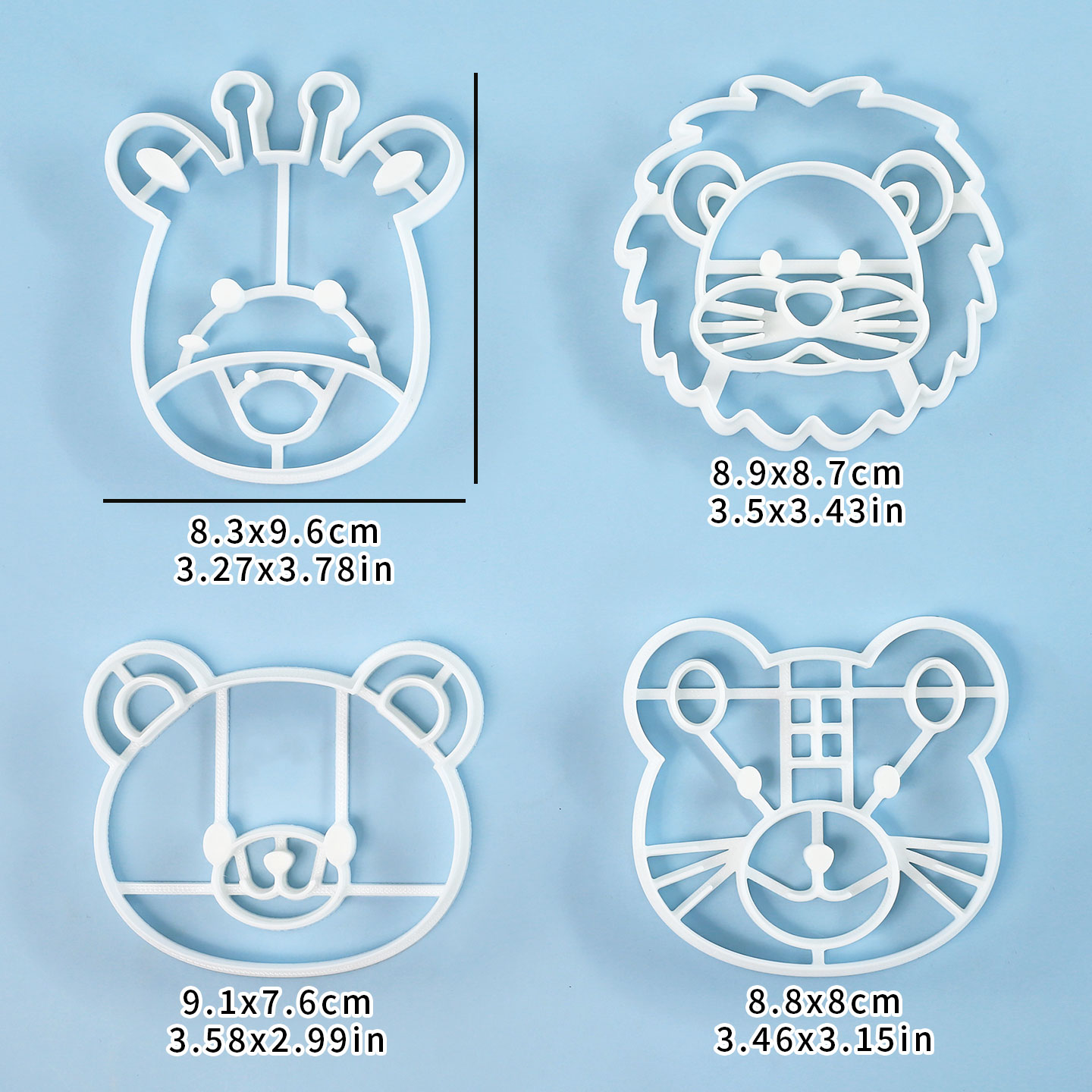4個入り動物型クッキーカッターセット 3Dキュートなライオン - Kitchen Baking Utensil のレビューと価格