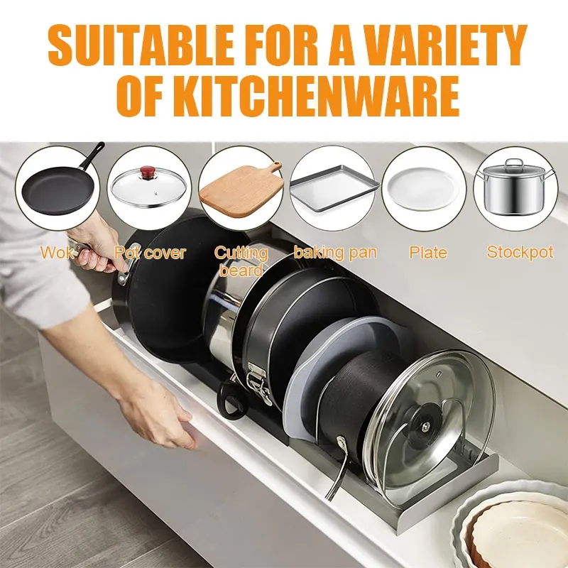 拡張可能なステンレス鋼の収納ラックキッチンキャビネットホルダ - Kitchen Baking Pan Organizer のレビューと価格