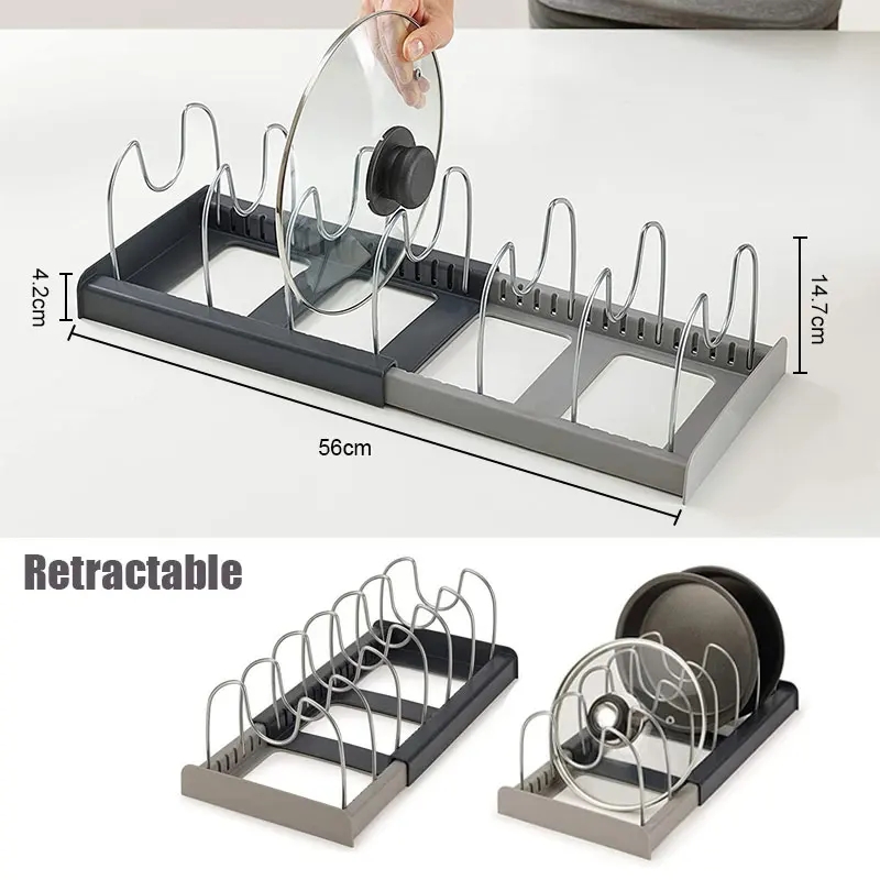 拡張可能なステンレス鋼の収納ラックキッチンキャビネットホルダ - Kitchen Baking Pan Organizer のレビューと価格