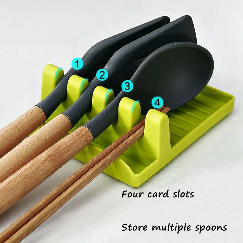 新しいグリーン鍋蓋ラックスタンドプラスチックスプーンホルダー - Kitchen Baking Pan Organizer のレビューと価格