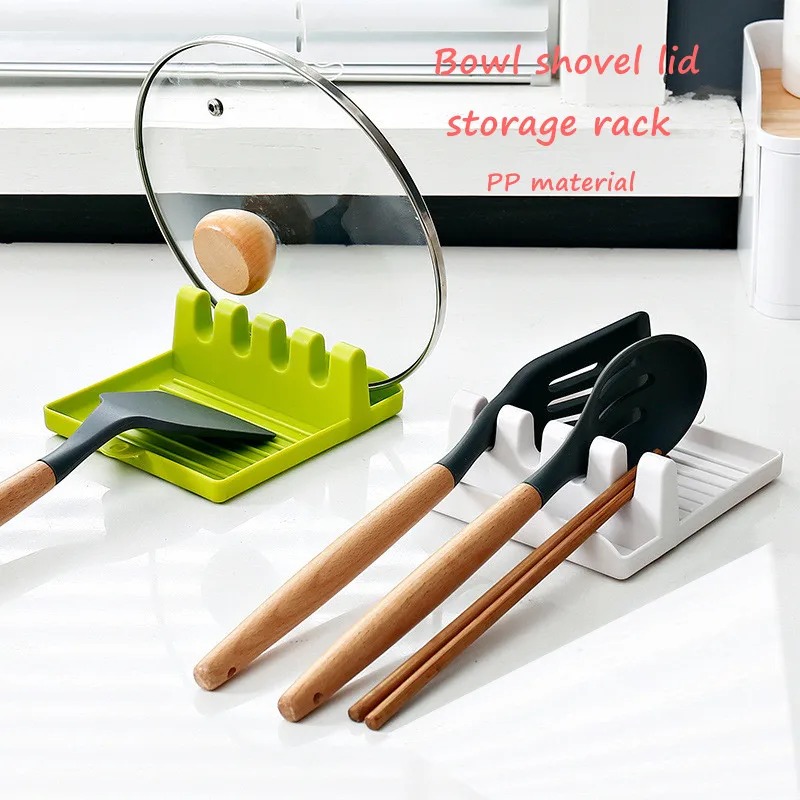 新しいグリーン鍋蓋ラックスタンドプラスチックスプーンホルダー - Kitchen Baking Pan Organizer のレビューと価格