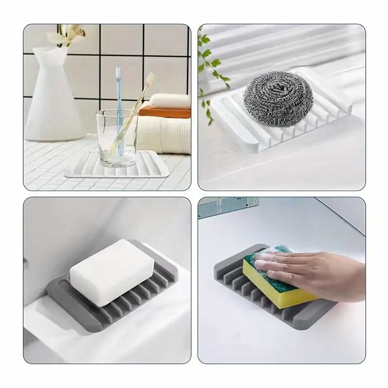 新しい1個入りシリコン製水切り石鹸置き、穴あけ不要、滑り止め - Kitchen Baking Tray Storage のレビューと価格