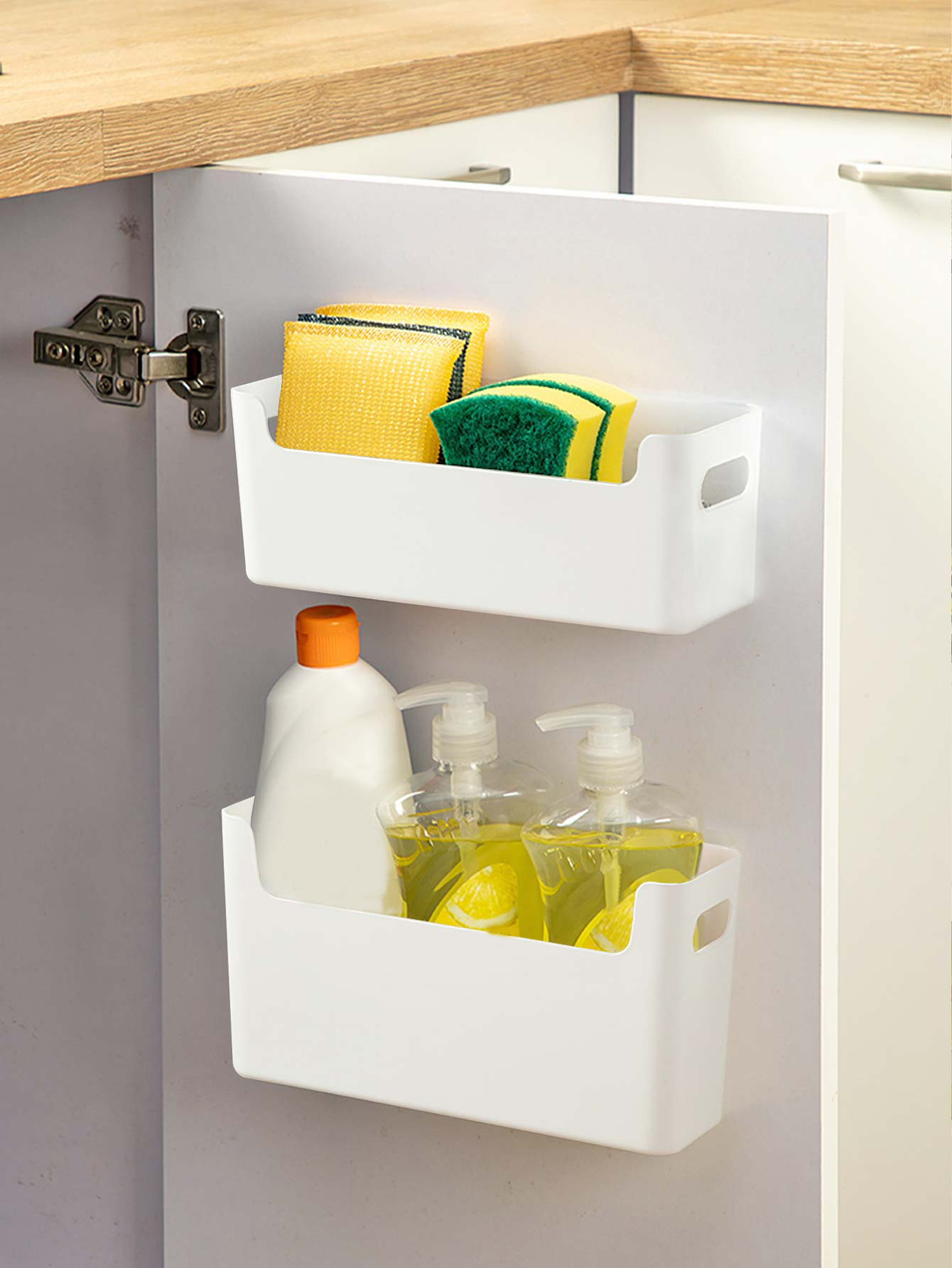 パンチフリーキャビネットドアオーガナイザープラスチック壁掛け - Kitchen Baking Tray Storage のレビューと価格