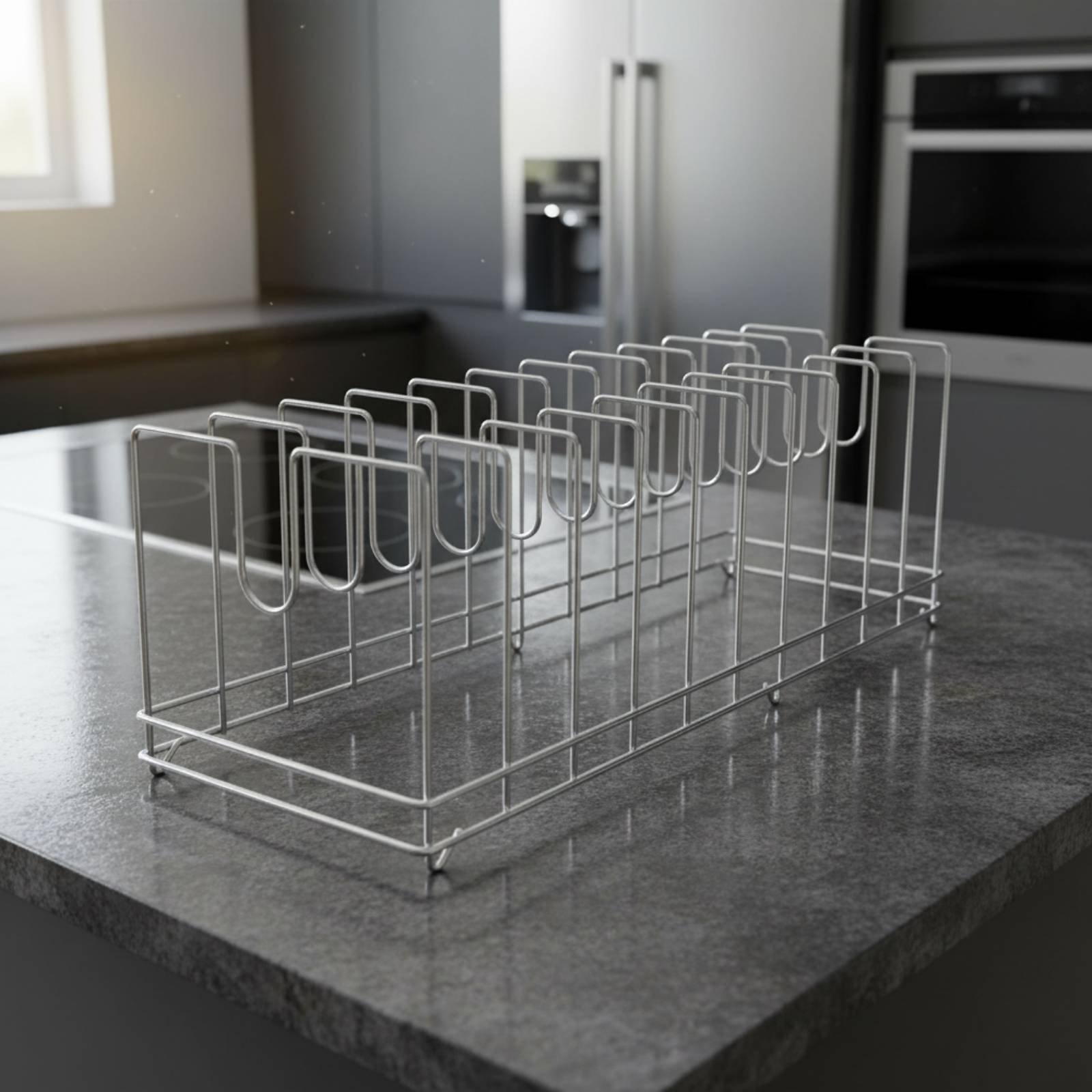 ピザパンラック省スペースベーキングトレイホルダー鍋蓋スタンド - Kitchen Baking Pan Storage のレビューと価格