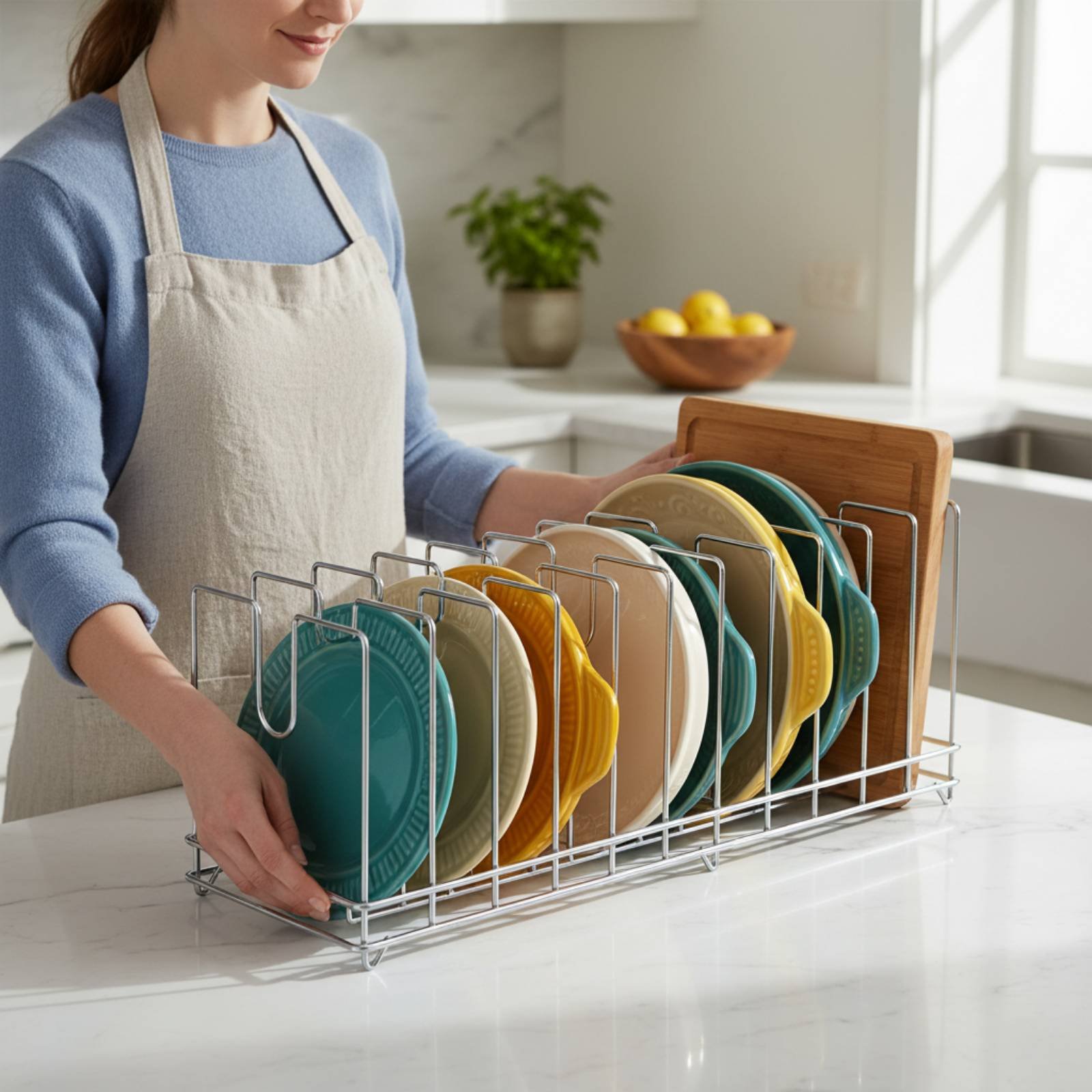 ピザパンラック省スペースベーキングトレイホルダー鍋蓋スタンド - Kitchen Baking Pan Storage のレビューと価格