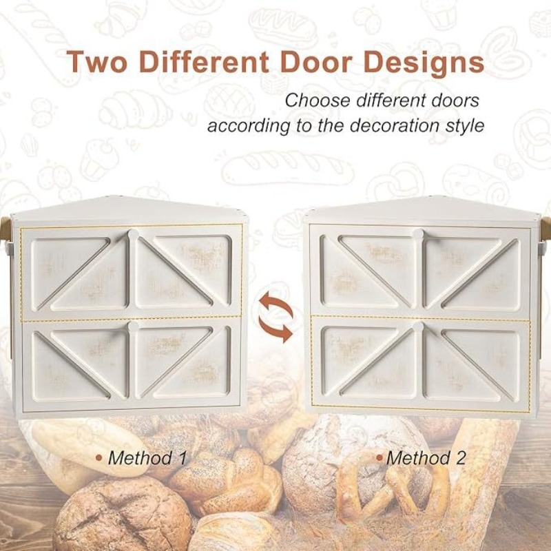 古い木製二層式パン箱、家庭用キッチンコーナーのスナック収納箱 - Kitchen Baking Corner のレビューと価格